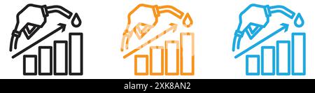 Icona di aumento del prezzo del carburante, logo vettoriale, collezione o gruppo pacchetto Illustrazione Vettoriale