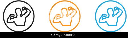 L'uomo ha forti muscoli icona vettoriale logo insieme collezione o gruppo pacchetto Illustrazione Vettoriale