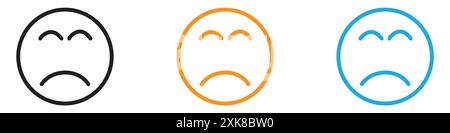 Set di logo vettoriali con icone emoticon triste, sconvolta o solitaria o gruppo pacchetto Illustrazione Vettoriale