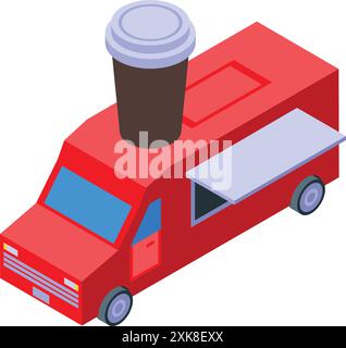 Un camion di cibo da caffè offre cibo di strada e bevande calde Illustrazione Vettoriale