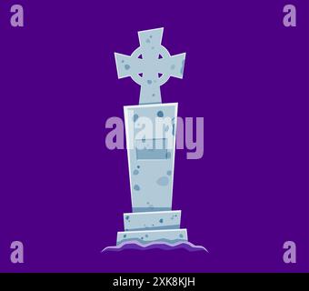 Font di Halloween, lettera i della lapide del cimitero per l'alfabeto horror ABC, vettore dei cartoni animati. Font natalizio di Halloween o tipografia spettrale per i bambini di l Illustrazione Vettoriale