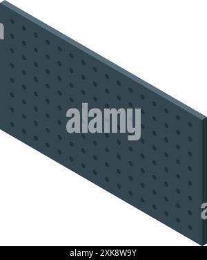 Pannello di plastica grigio scuro per l'organizzazione di utensili e attrezzature in ufficio o in officina Illustrazione Vettoriale