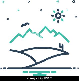 Icona per esteso, montagna Illustrazione Vettoriale