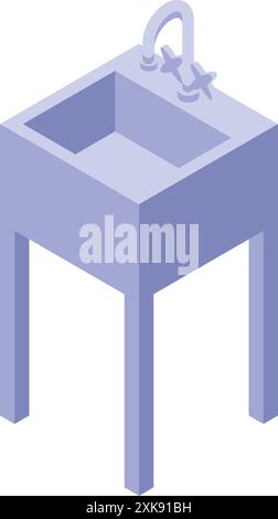 Lavandino moderno in piedi su gambe in legno, perfetto per migliorare il design degli interni della cucina Illustrazione Vettoriale