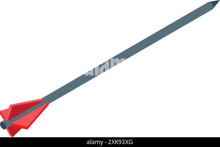 Icona isometrica della freccia di caccia lunga, concetto di tiro con l'arco e sport Illustrazione Vettoriale