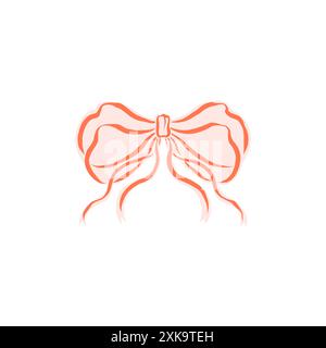 Fiocchi a nastro stretti vintage a coquette singola. Affascinante e graziosa estetica vintage con fiocchi. Illustrazione Vettoriale