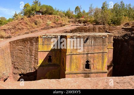 Etiopia. Lalibela, Etiopia settentrionale, famosa per le sue chiese monolitiche scavate nella roccia. Lalibela è una delle città più sacre dell'Etiopia e un centro Foto Stock