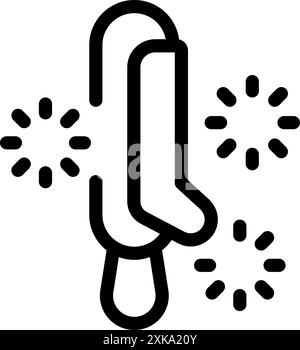 Icona a linea di calzini appesi su un asciugatrice, che emette onde di calore, suggerendo che si stanno asciugando rapidamente Illustrazione Vettoriale