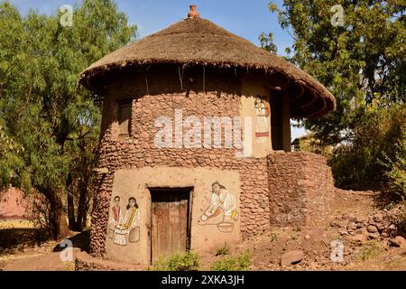 Etiopia, Lalibela, tradizionali case in pietra a Lalibela Foto Stock