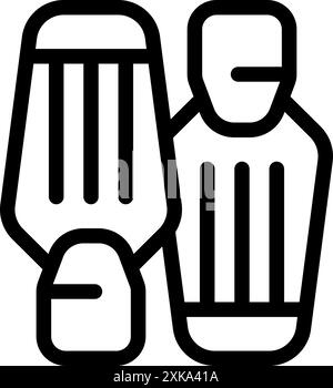 Semplice icona in bianco e nero di un paio di pinne per nuotare sott'acqua Illustrazione Vettoriale