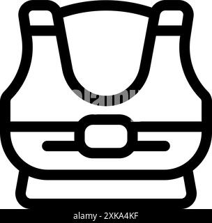 Icona della line art di un giubbotto di salvataggio, equipaggiamento di sicurezza essenziale per la navigazione, per garantire la sicurezza in acqua Illustrazione Vettoriale