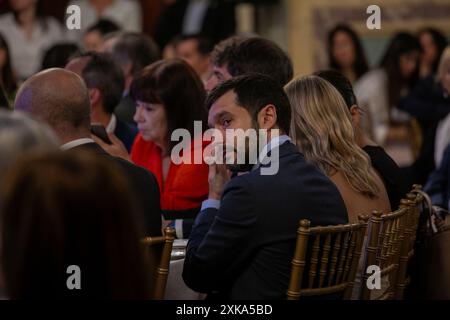 Madrid, Spagna. 22 luglio 2024. Pablo Bustinduy, Ministro dei diritti sociali, dei consumi e dell'Agenda 2030 durante una colazione informativa a Madrid. (Foto di David Canales/SOPA Images/Sipa USA) credito: SIPA USA/Alamy Live News Foto Stock