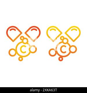 Icona della linea della capsula di vitamina C. Farmaco, pillola o vettore del farmaco. Illustrazione Vettoriale