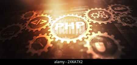 PHP. Concetto di sviluppo Web. Un linguaggio di script interpretato per scopi generici Foto Stock