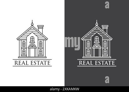 Logo artistico della linea di business immobiliare. architettura minimalista simbolo logo concept Illustrazione Vettoriale