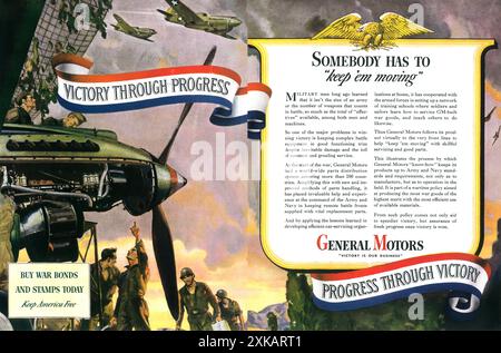 Annuncio GM General Motors 1943 WW2 - "Victory Through Progress" Foto Stock