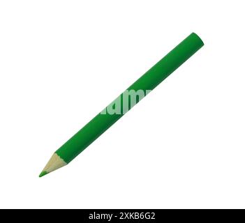 Pastello verde con punta appuntita isolata su sfondo bianco e con percorsi di ritaglio. Foto Stock