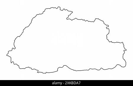 Mappa di contorno del Bhutan isolata su sfondo bianco Illustrazione Vettoriale