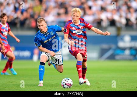 Lyngby, Danimarca. 22 luglio 2024. Superliga match tra Lyngby e FC Copenhagen al Lyngby Stadium lunedì 22 luglio 2024. (Foto: Thomas Sjoerup/Scanpix 2024) credito: Ritzau/Alamy Live News Foto Stock