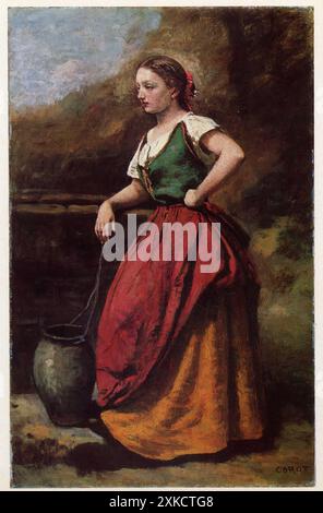 Jean-Baptiste Camille Corot (1796-1875). Jeune femme au puits. 1865-1870. 65X40 cm. Une italienne apercue lors de son Premier voyage dans la péninsule Foto Stock