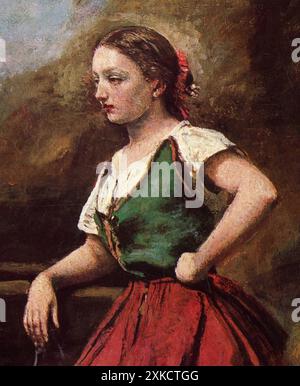 Jean Baptiste Camille Corot. 1796-1875. Jeune femme au puits. Decoda. 1865-1870. 65 x 40 cm Foto Stock