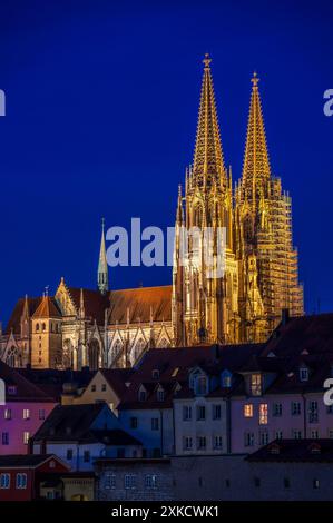 Vista panoramica della cattedrale di Ratisbona in Germania. Foto Stock