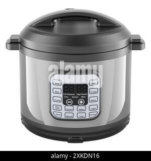 Smart Automatic Multicooker, vista frontale. Rendering 3D isolato su sfondo bianco Foto Stock