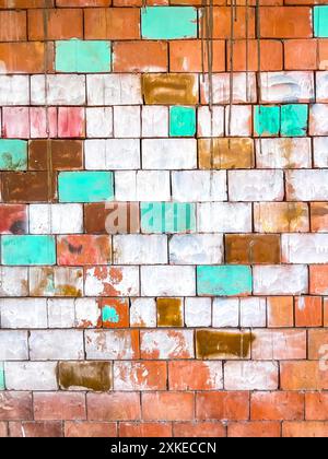 Blocchi piastrellati di terracotta primo piano sfondo texture, elemento di design della superficie testurizzata e verniciata Foto Stock