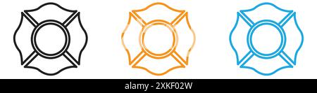 Icona vuota del badge dei Vigili del fuoco, set di logo vettoriale o gruppo di pacchetti Illustrazione Vettoriale