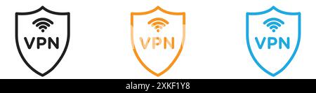 Insieme di logo vettoriali dell'icona VPN o gruppo di pacchetti Illustrazione Vettoriale