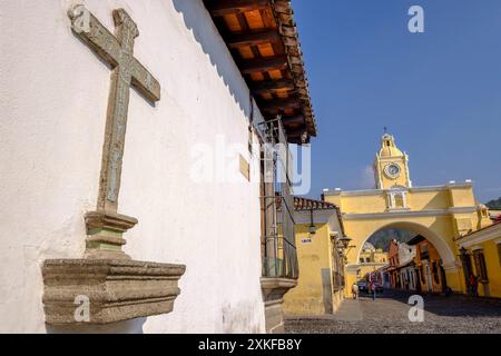 Arco di Santa Catalina, arco del vecchio coinvento, Antigua Guatemala, dipartimento di Sacatepéquez, Guatemala, America centrale. Foto Stock