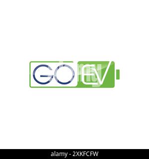 Modello di progettazione aziendale del logo della batteria del veicolo elettrico Go. Illustrazione vettoriale Illustrazione Vettoriale