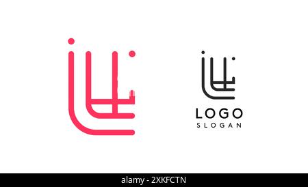 Lettera L stilizzata, logo tipografico ispirato alla tecnologia, simbolo esclusivo della civiltà extraterrestre antiche iscrizioni per il branding creativo, logo tech Illustrazione Vettoriale