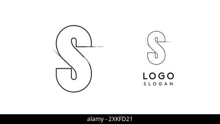 Matita con lettera S, disegno del logo del progetto architettonico, piano di costruzione, disegno tecnico. Ideale per il branding aziendale e i progetti industriali Illustrazione Vettoriale