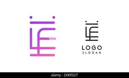 Lettera e stilizzata, logo tipografico ispirato alla tecnologia, simbolo esclusivo della civiltà extraterrestre antiche iscrizioni per il branding creativo, logo tech Illustrazione Vettoriale