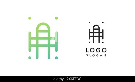 Lettera stilizzata logo tipografico ispirato alla tecnologia, simbolo esclusivo della civiltà extraterrestre antiche iscrizioni per il branding creativo, logo tech Illustrazione Vettoriale