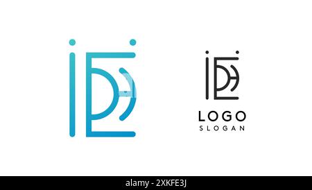 Lettera D stilizzata, logo tipografico ispirato alla tecnologia, simbolo esclusivo della civiltà extraterrestre antiche iscrizioni per il branding creativo, logo tech Illustrazione Vettoriale