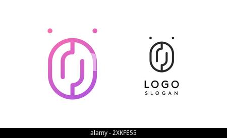 Lettera o stilizzata, logo tipografico ispirato alla tecnologia, simbolo esclusivo della civiltà extraterrestre antiche iscrizioni per il branding creativo, logo tech Illustrazione Vettoriale