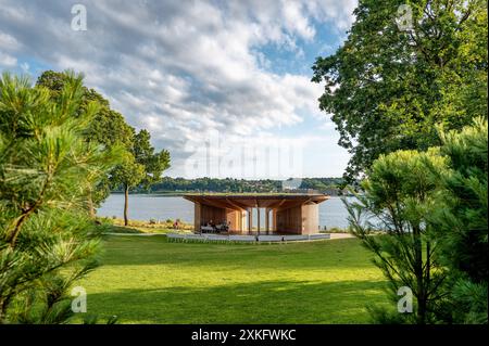 Skyttehuset scena aperta a Vejle dal fiordo, Danimarca Foto Stock