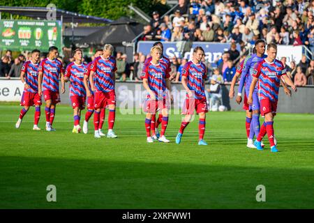 Lyngby, Danimarca. 22 luglio 2024. I giocatori del Copenhagen entrano in campo per la partita danese della 3F Superliga tra Lyngby BK e FC Copenhagen al Lyngby Stadion di Lyngby. Credito: Gonzales Photo/Alamy Live News Foto Stock