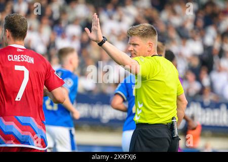 Lyngby, Danimarca. 22 luglio 2024. L'arbitro Jakob Sundberg visto durante il 3F Superliga match danese tra Lyngby BK e FC Copenhagen al Lyngby Stadion di Lyngby. Credito: Gonzales Photo/Alamy Live News Foto Stock