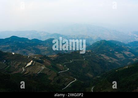 Campi con vista nel nord del Vietnam Foto Stock