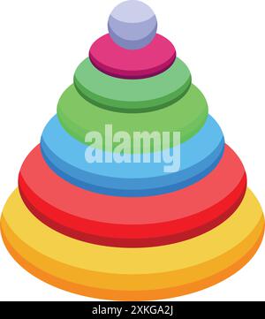 Questa colorata piramide di giocattoli è perfetta per illustrare concetti di educazione della prima infanzia, apprendimento basato sul gioco e sviluppo dei bambini Illustrazione Vettoriale