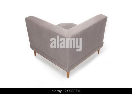 Poltrona angolare grigio chiaro con gambe in legno, vista dall'alto Foto Stock