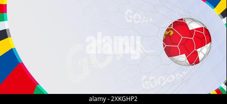 Obiettivo celebrativo per la squadra di calcio Sark dal design colorato. Perfetto per illustrare il successo del calcio, i tornei di calcio internazionali e lo sport-th Illustrazione Vettoriale