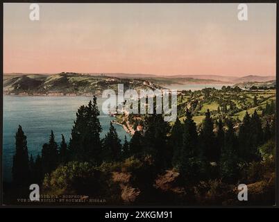 Bosforo, vale a dire Bosforo, vista da Kuleli, Costantinopoli, Turchia LOC Istanbul Foto Stock