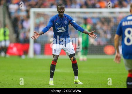 Edimburgo, Regno Unito. 20 luglio 2024. Glasgow Rangers (10) Mohamed Diomande durante l'amichevole di pre-stagione tra Glasgow Rangers FC e Manchester United FC allo Scottish gas Murrayfield Stadium, Edimburgo, Scozia, Regno Unito il 20 luglio 2024 Credit: Every Second Media/Alamy Live News Foto Stock