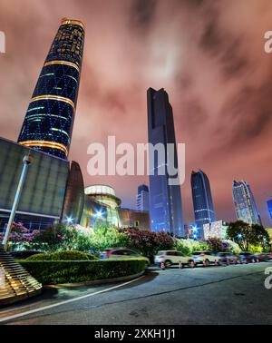 Grattacieli di Zhujiang New Town, Guangzhou, Cina Foto Stock