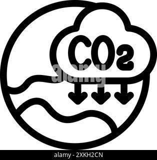 Le emissioni di CO2 da una nuvola stanno influenzando la terra, simboleggiando gli effetti negativi dell'inquinamento sul cambiamento climatico Illustrazione Vettoriale