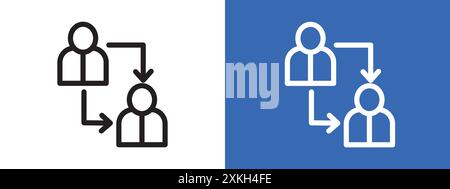 logo icona di coaching, contorno vettoriale in bianco e nero Illustrazione Vettoriale